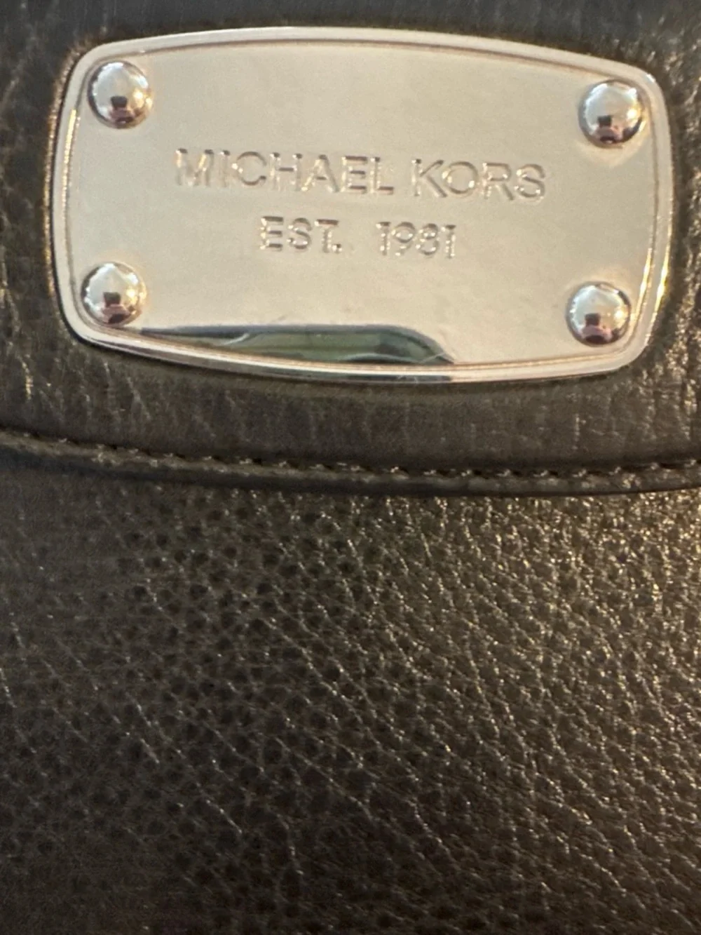 Michael Kors Black Pebbled Leather Shoulder Bag with Silver Hardware